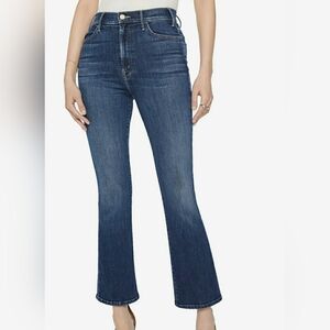 MOTHER The Hustler Ankle Jeans Howdy Blue High Rise Flare Finished Hem Size 27